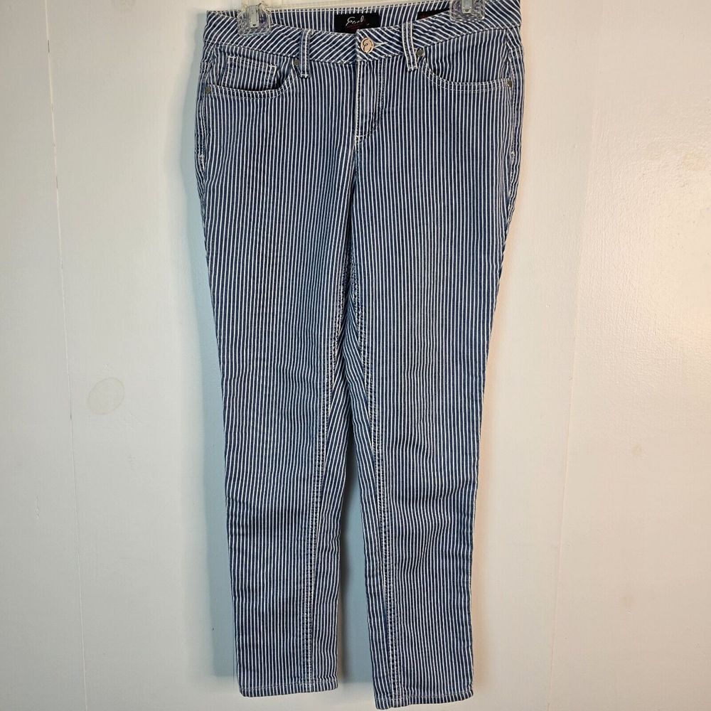 Earl Jeans Women's Blue White Stripe Skinny Ankle Jeans Size 6 EUC